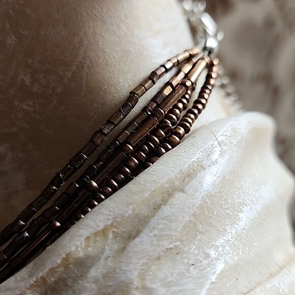 Vintage Copper Tone 4 Strand Choker Style Necklace - Picture 1 of 6